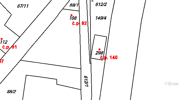 Byškovice 140, Neratovice na parcele st. 298 v KÚ Byškovice, Katastrální mapa