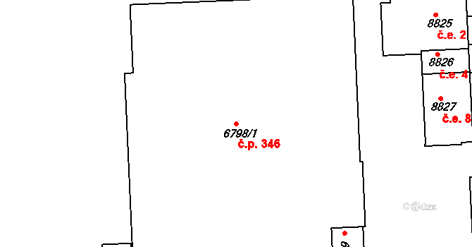 Polabiny 346, Pardubice na parcele st. 6798/1 v KÚ Pardubice, Katastrální mapa