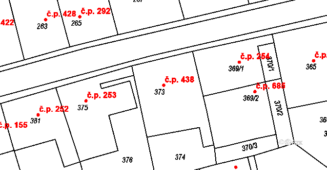 Velké Opatovice 438 na parcele st. 373 v KÚ Velké Opatovice, Katastrální mapa