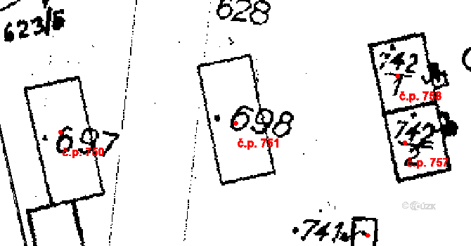 Libina 751 na parcele st. 5394 v KÚ Horní Libina, Katastrální mapa