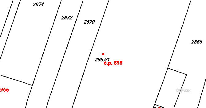 Zábřeh 895 na parcele st. 2667/1 v KÚ Zábřeh na Moravě, Katastrální mapa