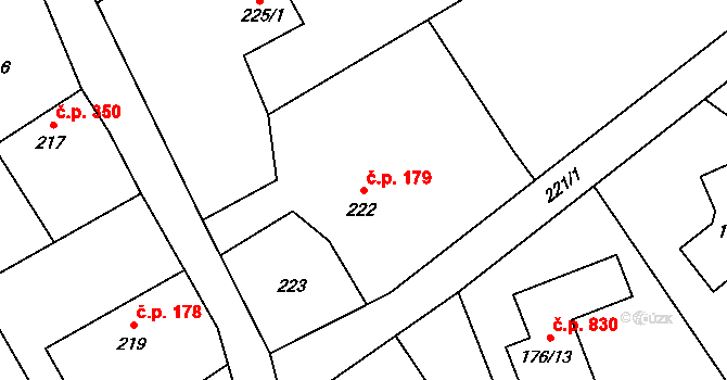 Butovice 179, Studénka na parcele st. 222 v KÚ Butovice, Katastrální mapa