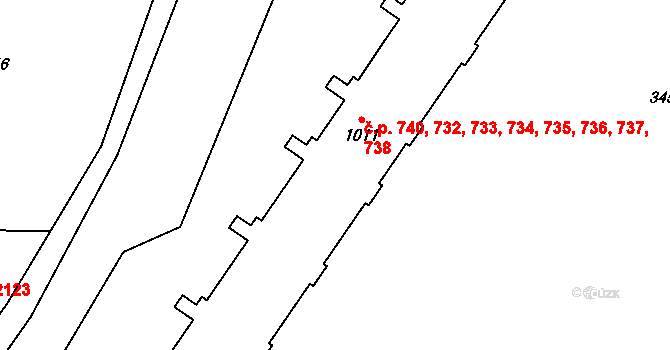 Nový Jičín 732,733,734,735,736, na parcele st. 1011 v KÚ Nový Jičín-Dolní Předměstí, Katastrální mapa