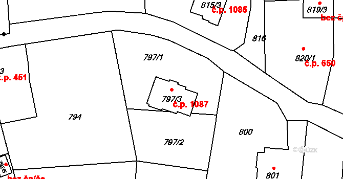 Šluknov 1087 na parcele st. 797/3 v KÚ Šluknov, Katastrální mapa