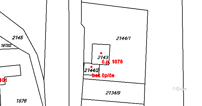Vejprty 1076 na parcele st. 2143 v KÚ Vejprty, Katastrální mapa