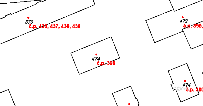 Nepomuk 396 na parcele st. 474 v KÚ Nepomuk, Katastrální mapa