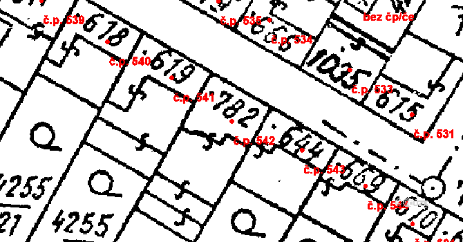 Kobylí 542 na parcele st. 782 v KÚ Kobylí na Moravě, Katastrální mapa