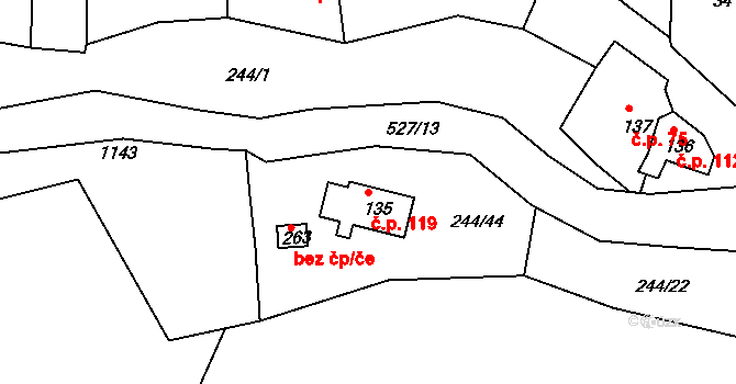 Žopy 119, Holešov na parcele st. 135 v KÚ Žopy, Katastrální mapa