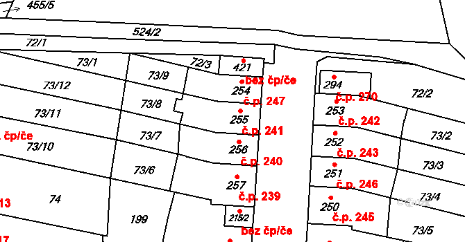 Přerov III-Lověšice 241, Přerov na parcele st. 255 v KÚ Lověšice u Přerova, Katastrální mapa