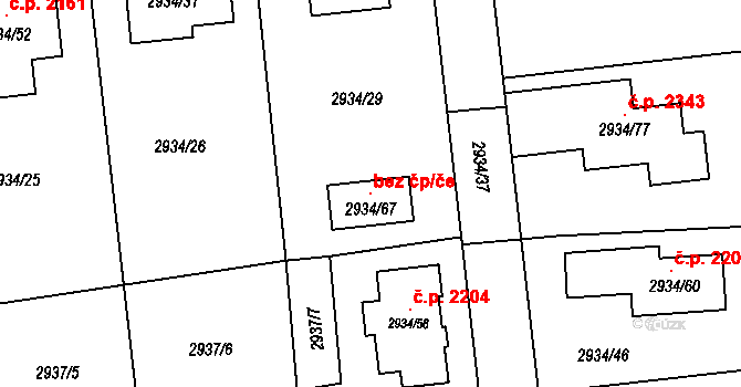 Turnov 115371516 na parcele st. 2934/67 v KÚ Turnov, Katastrální mapa