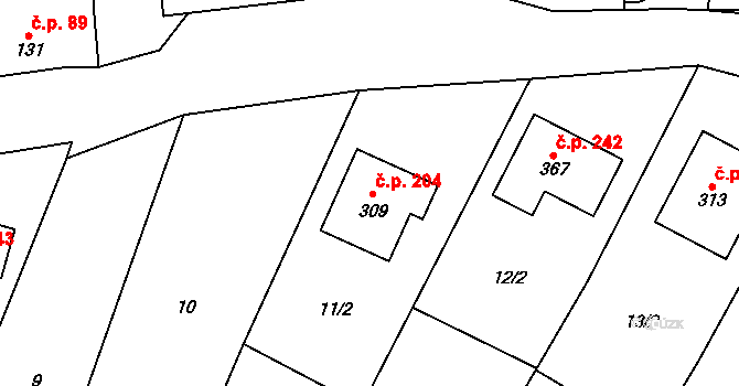 Olešnice 204 na parcele st. 309 v KÚ Olešnice u Trhových Svinů, Katastrální mapa