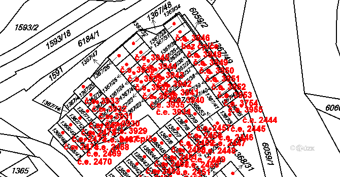 Jihlava 3940 na parcele st. 1367/27 v KÚ Jihlava, Katastrální mapa