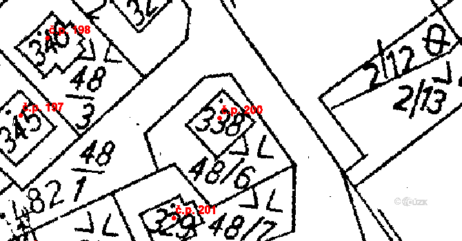 Markvartice 200, Jablonné v Podještědí na parcele st. 338 v KÚ Markvartice v Podještědí, Katastrální mapa