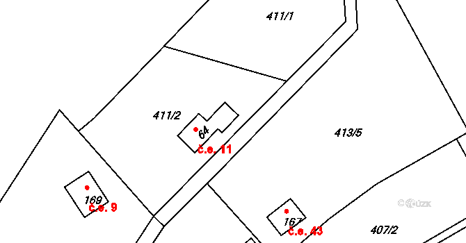 Krňany 11 na parcele st. 64 v KÚ Krňany, Katastrální mapa