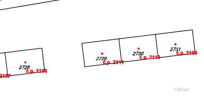 Kročehlavy 2111, Kladno na parcele st. 2729 v KÚ Kročehlavy, Katastrální mapa