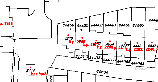 Blansko 2277 na parcele st. 4587 v KÚ Blansko, Katastrální mapa