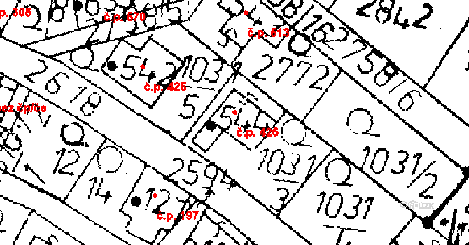 Kamenický Šenov 426 na parcele st. 544 v KÚ Kamenický Šenov, Katastrální mapa