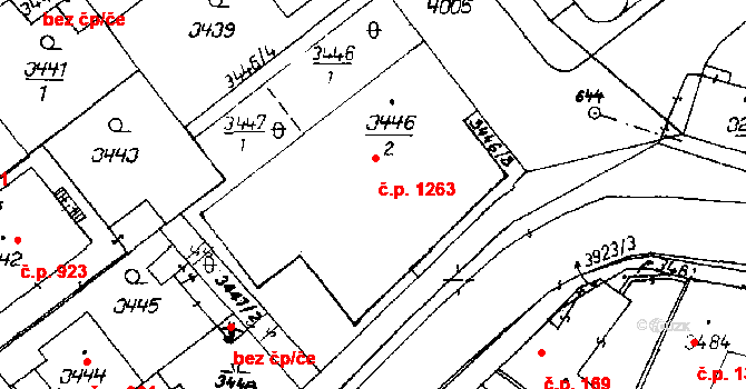 Poděbrady III 1263, Poděbrady na parcele st. 3446/2 v KÚ Poděbrady, Katastrální mapa