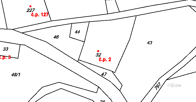 Horní Poustevna 2, Dolní Poustevna na parcele st. 32 v KÚ Horní Poustevna, Katastrální mapa