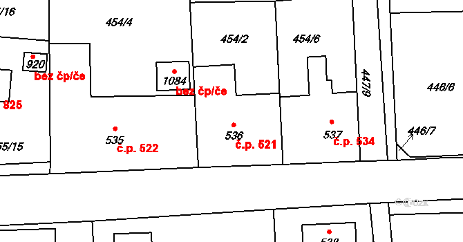 Blovice 521 na parcele st. 536 v KÚ Blovice, Katastrální mapa