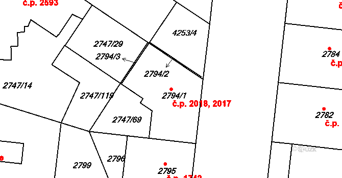 Dejvice 2017,2018, Praha na parcele st. 2794/1 v KÚ Dejvice, Katastrální mapa