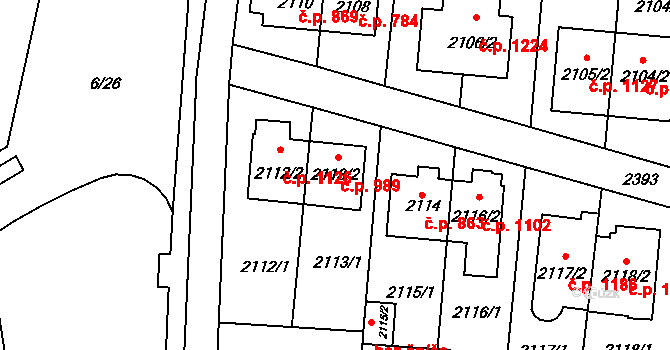 Suchdol 989, Praha na parcele st. 2113/2 v KÚ Suchdol, Katastrální mapa