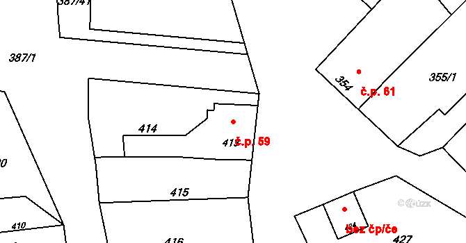 Jevišovka 59 na parcele st. 413 v KÚ Jevišovka, Katastrální mapa