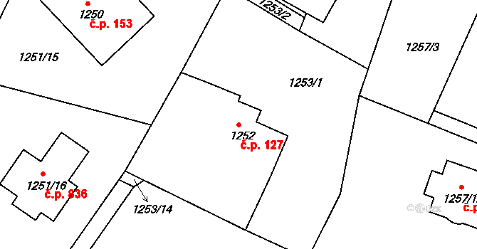 Liberec XV-Starý Harcov 127, Liberec na parcele st. 1252 v KÚ Starý Harcov, Katastrální mapa