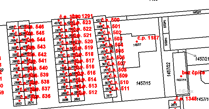 Kuřim 505 na parcele st. 3871 v KÚ Kuřim, Katastrální mapa