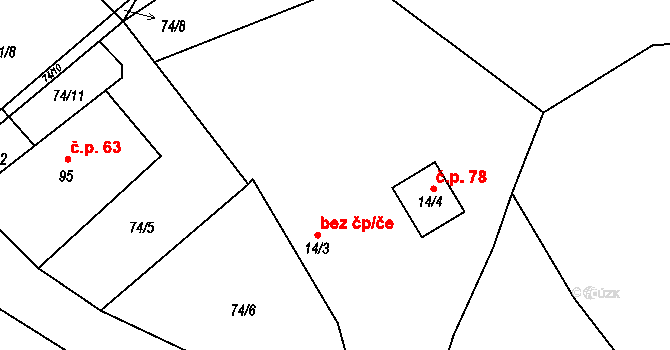 Žiželice 2404516 na parcele st. 14/3 v KÚ Hradišťko II, Katastrální mapa