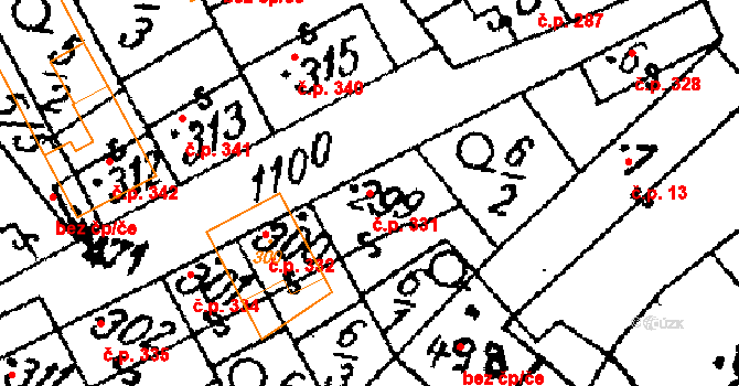 Žiželice 331 na parcele st. 299 v KÚ Žiželice nad Cidlinou, Katastrální mapa