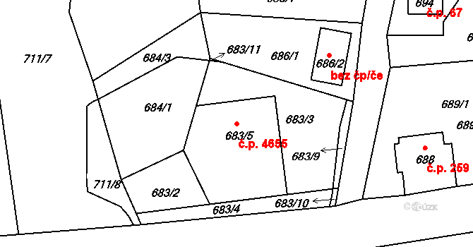 Vrkoslavice 4655, Jablonec nad Nisou na parcele st. 683/5 v KÚ Vrkoslavice, Katastrální mapa