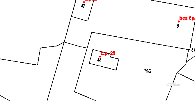 Polánka 25, Malešov na parcele st. 48 v KÚ Polánka u Malešova, Katastrální mapa