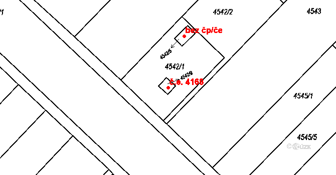 Znojmo 4168 na parcele st. 4542/9 v KÚ Znojmo-město, Katastrální mapa