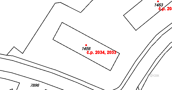 Žďár nad Sázavou 3 2033,2034, Žďár nad Sázavou na parcele st. 1456 v KÚ Město Žďár, Katastrální mapa