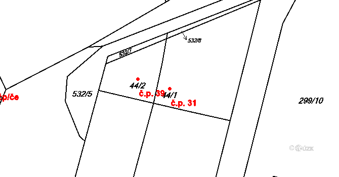 Borovník 31 na parcele st. 44/1 v KÚ Borovník, Katastrální mapa
