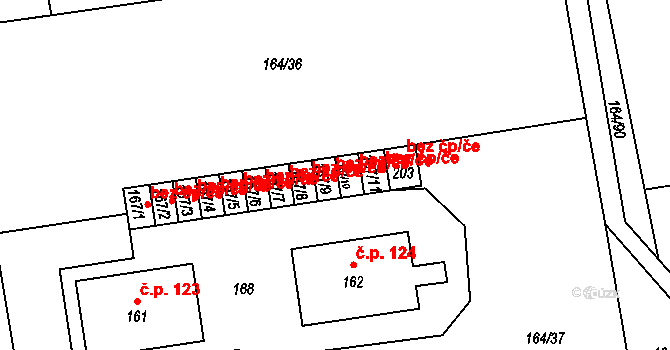 Tuřany 38323516 na parcele st. 167/9 v KÚ Byseň, Katastrální mapa