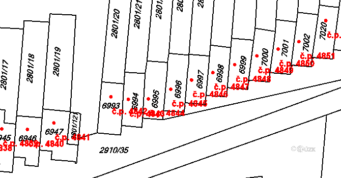 Zlín 4845 na parcele st. 6996 v KÚ Zlín, Katastrální mapa