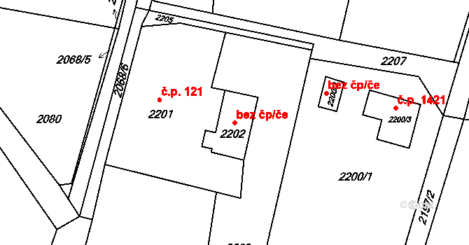 Orlová 43970516 na parcele st. 2202 v KÚ Poruba u Orlové, Katastrální mapa