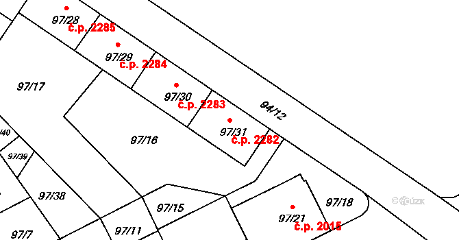 Předměstí 2282, Opava na parcele st. 97/31 v KÚ Opava-Předměstí, Katastrální mapa