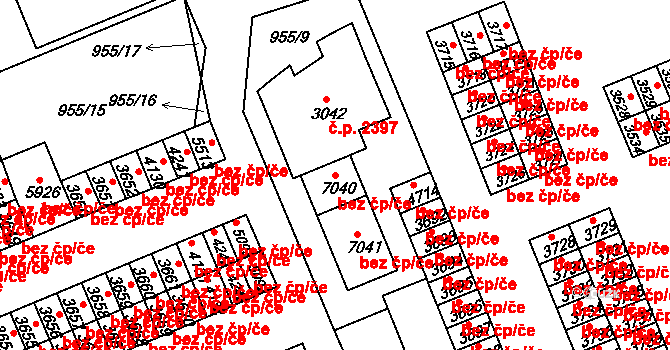 Kroměříž 44994516 na parcele st. 7040 v KÚ Kroměříž, Katastrální mapa