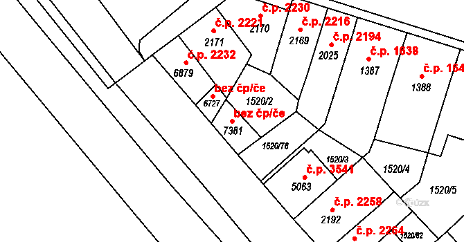 Kroměříž 45011516 na parcele st. 7381 v KÚ Kroměříž, Katastrální mapa