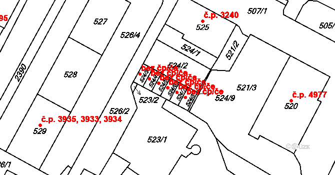 Chomutov 45040516 na parcele st. 524/6 v KÚ Chomutov I, Katastrální mapa