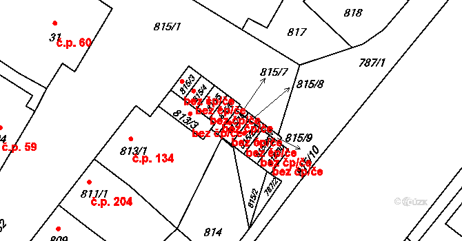 Týnec 47314516 na parcele st. 815/19 v KÚ Týnec na Moravě, Katastrální mapa