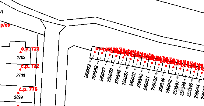 Holešov 47586516 na parcele st. 2590/58 v KÚ Holešov, Katastrální mapa