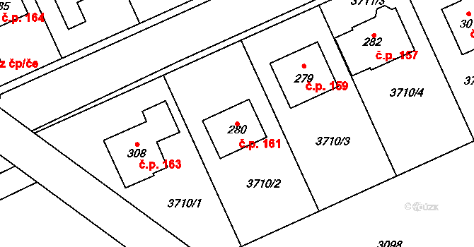 Kozlany 161 na parcele st. 280 v KÚ Kozlany u Vyškova, Katastrální mapa