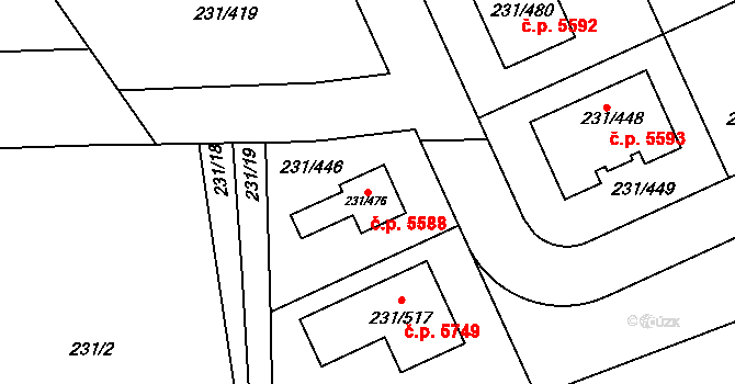 Helenín 5588, Jihlava na parcele st. 231/476 v KÚ Helenín, Katastrální mapa