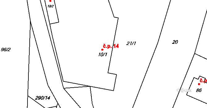 Krychnov 14 na parcele st. 10/1 v KÚ Krychnov, Katastrální mapa