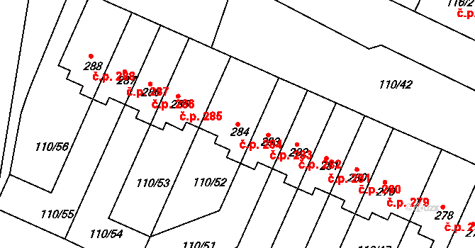 Moravany 284 na parcele st. 284 v KÚ Moravany nad Loučnou, Katastrální mapa