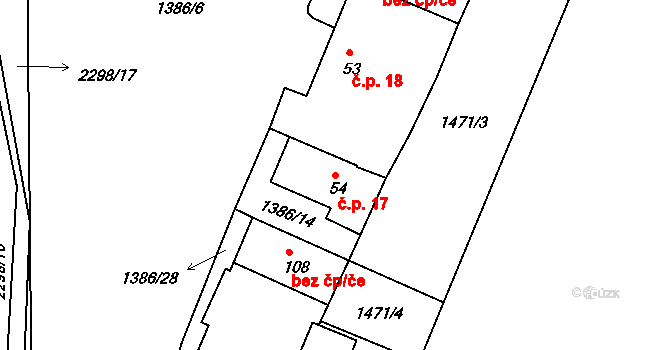 Jáma 17, Mičovice na parcele st. 54 v KÚ Jáma, Katastrální mapa